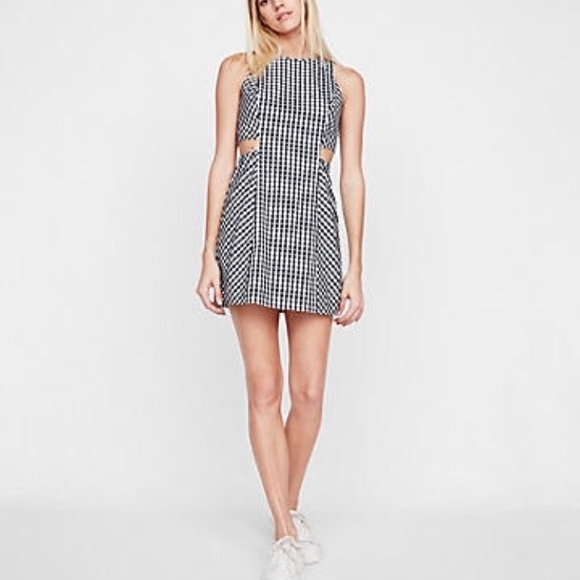Express Dresses & Skirts - Express • Gingham Cut Out Dress